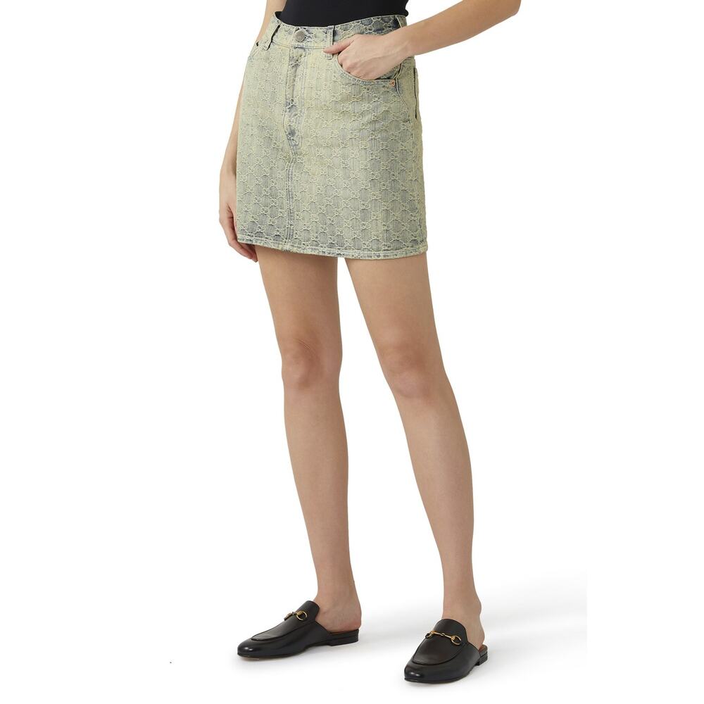 Gucci NWT GG Logo Monogram Jacquard Denim Mini Skirt Size 38 Italy $1200